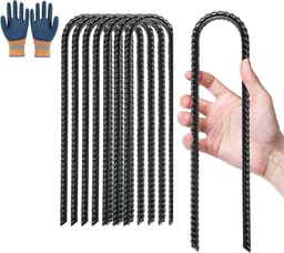 SnelShoppen - Pack van 8 U-vormige grondspikes 30 cm voor tenten, trampolines, schuttingen en luifels, roestvrij staal, duurzaam en weerbestendig voor — thumbnail 1