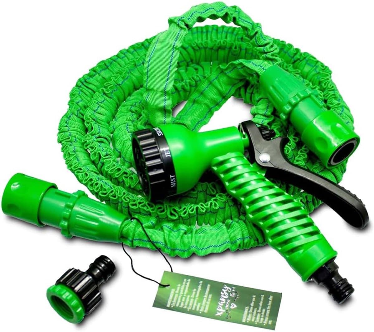 SnelShoppen - Uitschuifbare Waterdrukslang 7,5 Meter - Lichtgewicht, Compact, Groen - Perfect voor Tuin, Camping en Huishoudelijk Gebruik — afbeelding 1