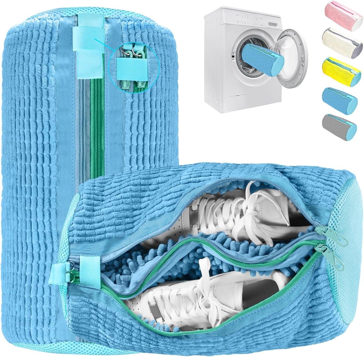 SnelShoppen - 2-in-1 Schoenwaszak met Dubbele Ritssluiting en Dubbele Zakken, Herbruikbare Waszak voor Schoenen, Voor Wasmachine, Afsluitbare Wrijving — afbeelding 1