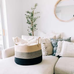 Thijox - XXL Katoenen Dekenmand Touw Opbergmand voor Organisatie, Wasmand en Kinderkamer - 50x33cm - 3 Tinten Bruin — thumbnail 3