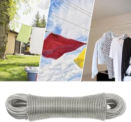 30 m washing line with steel core, diameter 4 mm, outdoor clothesline, adjustable length, suitable for indoor and - ShopVlot — thumbnail 2