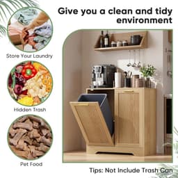Smuxee Double Tilting Laundry Basket, Hidden Laundry Cabinet with Double Baskets, Natural Trash Can with Small Ribbed - ShopVlot — thumbnail 2