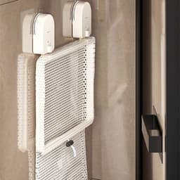 Zuignap Hangende Wasmand van Gaas - Opvouwbaar en Boorvrij - 45x27.8 cm - Geschikt voor Slaapkamer - Badkamer en Studentenkamer - Groot en Klein - Grijs — thumbnail 4