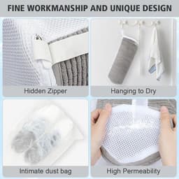 Chenille Schoenwaszak in Cilindervorm, Donkergrijs, Ideaal voor Schoenen, Reizen en Kamperen, Met Ingebouwde Haar, Fluffy Mesh en Onzichtbare Rits — thumbnail 5