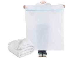 Groot Wasnet 90 x 110 cm - Robuuste Polyester Waszak met Ritssluiting voor Dekens, Truien en Jassen - Scheurvast en Ideaal voor Beddengoed en Pluche Dieren