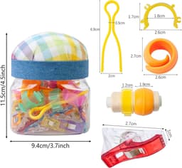 Naaiklemmen Set - Stoffen Clips - Handwerk Projecten - 76 Delige Kit - Handige Pot - Geruite Stijl — thumbnail 5