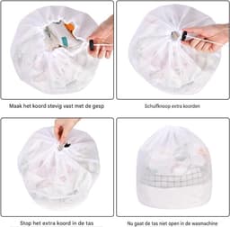 Wäschesäcke Set - Wäschenetz Voor Waschmaschine - 3 Stuks Verschillende Maten - Duurzaam Polyester Mesh Met Kordelzug - Voor Ondergoed Babykleding En Oberbekleidung - Grijs Fijnmazig — thumbnail 5