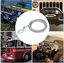 Dailygoods- Lierdraadkabel Gegalvaniseerd - Roestvrij Staal - 4 Mm X 12 M - 2000LBS Sterkte - Lierkabel Vervanging - Zelfsluitende Haak - Trekkabel — thumbnail 3
