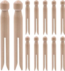 Houten Wasknijpers - Knutselclips - Foto's Ophangen - Veerloos Mechanisme - 12 Stuks - Lichtbruin — thumbnail 1