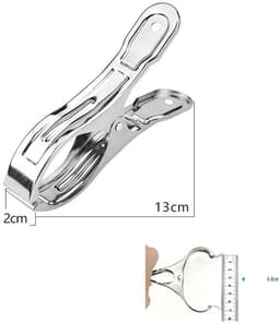6-stuks Wasknijpers van roestvrij staal - Windbestendige wasknijpers - Strandhanddoekclips - Dekenclips - 13x2cm - Geschikt voor het drogen van kleding, strandhanddoeken, zwembadhoezen, gordijnen, dekens, enz. - Zilver — thumbnail 2