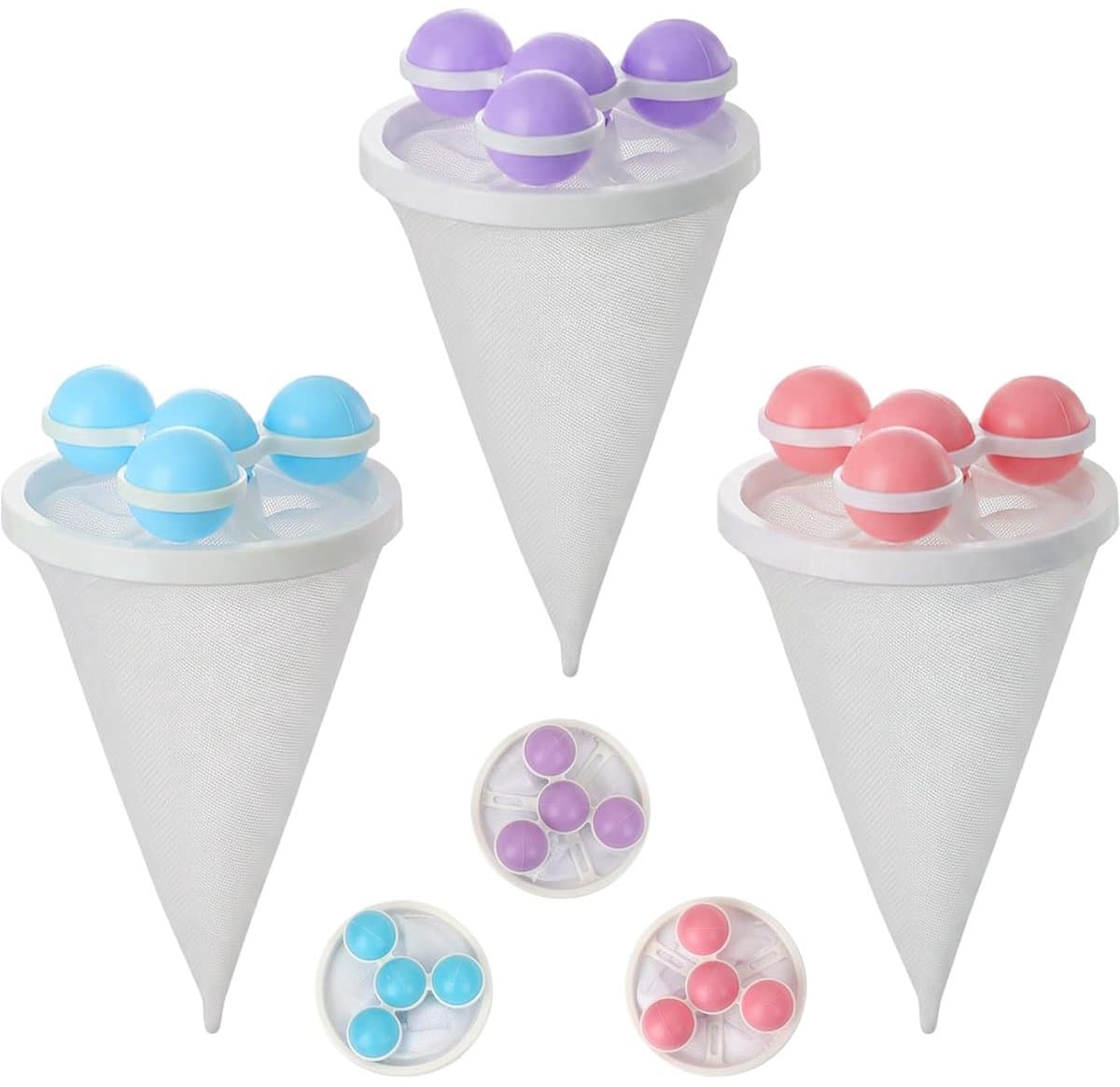 3 Stuks - Haarverwijderaar - Drijvende Wasmachine Dierenharenvanger - Herbruikbare Pluizenvanger - Haarvanger Mesh Filter - Anti Haren Wasbal - voor Katten & Honden Haren op Kleding — afbeelding 1