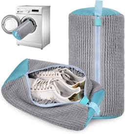 Waszak voor schoenen, herbruikbare waszak voor de wasmachine, 360° reiniging, grijs, 2 stuks, ideaal voor sneakers en sportschoenen — thumbnail 1