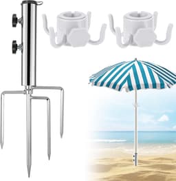 Parasol standaard in de grond - Zilver - 44,5 cm - Met 4 haringen - Voor tuin, strand en camping — thumbnail 1