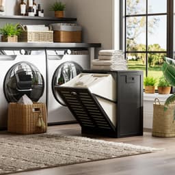 Dailygoods- Wasmandkast 63 Liter - Verwijderbare Waszak - Metalen Handgreep - Kantelbaar - Multifunctioneel Opbergproduct - Geschikt voor Keuken/Badkamer - Opbergkast — thumbnail 5