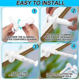 Dailygoods- Reisdroogrek Draagbaar - Uitschuifbare Stang - Kledinghanger - Lichtgewicht - PP Materiaal - 30 x 8,5 cm — thumbnail 4