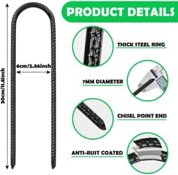 Dailygoods- Grondankers 30 cm - 8 Stuks - Tuinharingen/Staken - Membraanharingen - Voor Harde Vloeren - Voor Tuin/Camping - Tentharingen — thumbnail 5