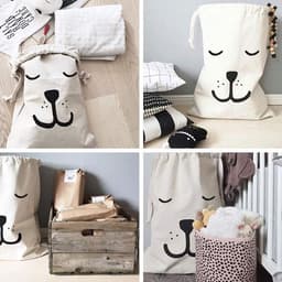 Dailygoods- Waszak Grote Capaciteit - 2 Stuks - Waszakken met Trekkoord - Katoenen/Linnen Waszak - 60 x 48 cm - Wasbaar in de Machine - Opbergzak — thumbnail 2