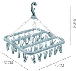 Dailygoods- Sokkendroger Opvouwbaar - Hangende Sokkenhouder - 32 Clips - Windbestendige Haak - Duurzaam PP-Materiaal - Afmetingen 32 x 32 x 34 cm - Wasrek — thumbnail 2