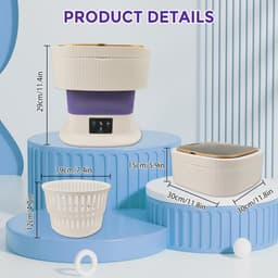 Dailygoods- Mini-wasmachine 15 liter - Draagbare wasmachine - Opvouwbare wasmachine - Centrifuge - Drie reinigingsmodi - Inclusief afvoermand — thumbnail 3