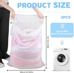 Dailygoods - Set van 2 zakken voor het wassen met trekkoord, duurzaam, slijtvast, anti-klitten, anti-beschadiging, geschikt voor wasmachine, wasmand, schoenwaszak, waszak — thumbnail 4