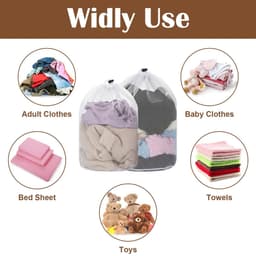 Dailygoods - 2 stuks wasnetten, waszak met koordstopper, herbruikbaar wasnet voor wasmachine, beschermt kleding, voor wasmachine, ondergoed, babykleding, sokken (30 x 40 cm, 40 x 50 cm) — thumbnail 2