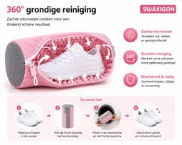Schoenwaszak - Waszak voor schoenen - Herbruikbaar - Wasmachine&Droger - voor Sneakers en Tennisschoenen- Pink/Grijs — thumbnail 3