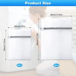 Dailygoods- Wasnet Set van 4 - Fijnmazig Wasnet voor Delicate Was - Waszakken met Ritssluiting - Waszakken voor Ondergoed/Sokken - 20 x 30 cm/30 x 40 cm - Duurzaam Polyester Mesh - Waszak — thumbnail 3