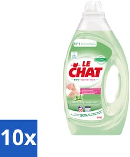 10 x Le Chat Eco-Sensitive - Vloeibaar Wasmiddel - Witte en Gekleurde Was - Aloë Vera & Groene Thee - 30 Wasbeurten - Eco-gevoelig Wasmiddel - Gevoelige Huid - Wasmiddel Gel - Duurzame Was - Wasmiddel Voor Gekleurde Was — thumbnail 1