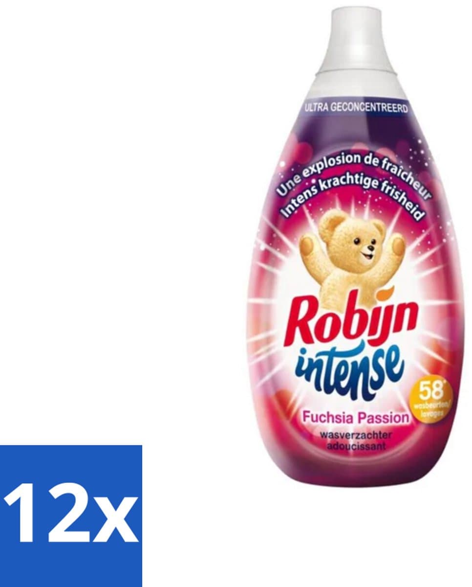 12 x Robijn Intense - Wasverzachter - Intense Fuchsia Passion - 870ml - 58 Wasbeurten - Wasverzachter - Fuchsia Passion - Geur - Frisheid - Zomerbloemen — afbeelding 1
