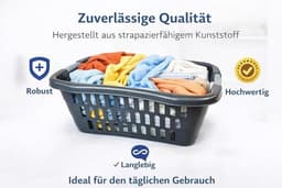 Wasmand Kunststof Antraciet 30L met Handgrepen — thumbnail 3