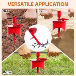 Grondanker Hond - Aanleganker - Buiten Beveiligen - Robuust Roestvrij Staal - 44 cm Lengte - Rood — thumbnail 3