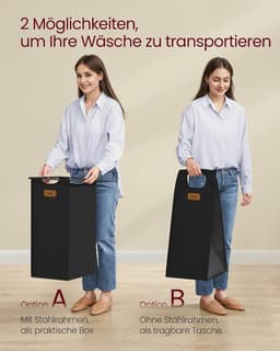 VASAGLE Wasmand met wielen, 3 vakken, 150 l — thumbnail 5