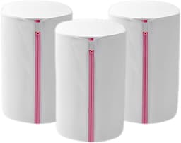 Set van 3 Waszakken met Fijn Net voor Ondergoed, Sokken en Gevoelige Kleding - Herbruikbaar en Met Rits, Cilindrische Vorm in Roze — thumbnail 1