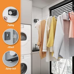 YAGXIG Intrekbare Waslijn voor Binnen - Anti-Doorhangende Intrekbare Waslijn voor Buiten - Wandgemonteerde Waslijnset voor Buiten - 4,2 m - Stevige Waslijn - Intrekbare Waslijn - Zwart — thumbnail 3