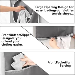 SnelShoppen - Hangende Waszak met Suction Cup en Deurhaak - Ruimtebesparende Waszak voor Vuile Was - Ideaal voor Camping, Verhuizen en Opslag - 77x50 — thumbnail 3