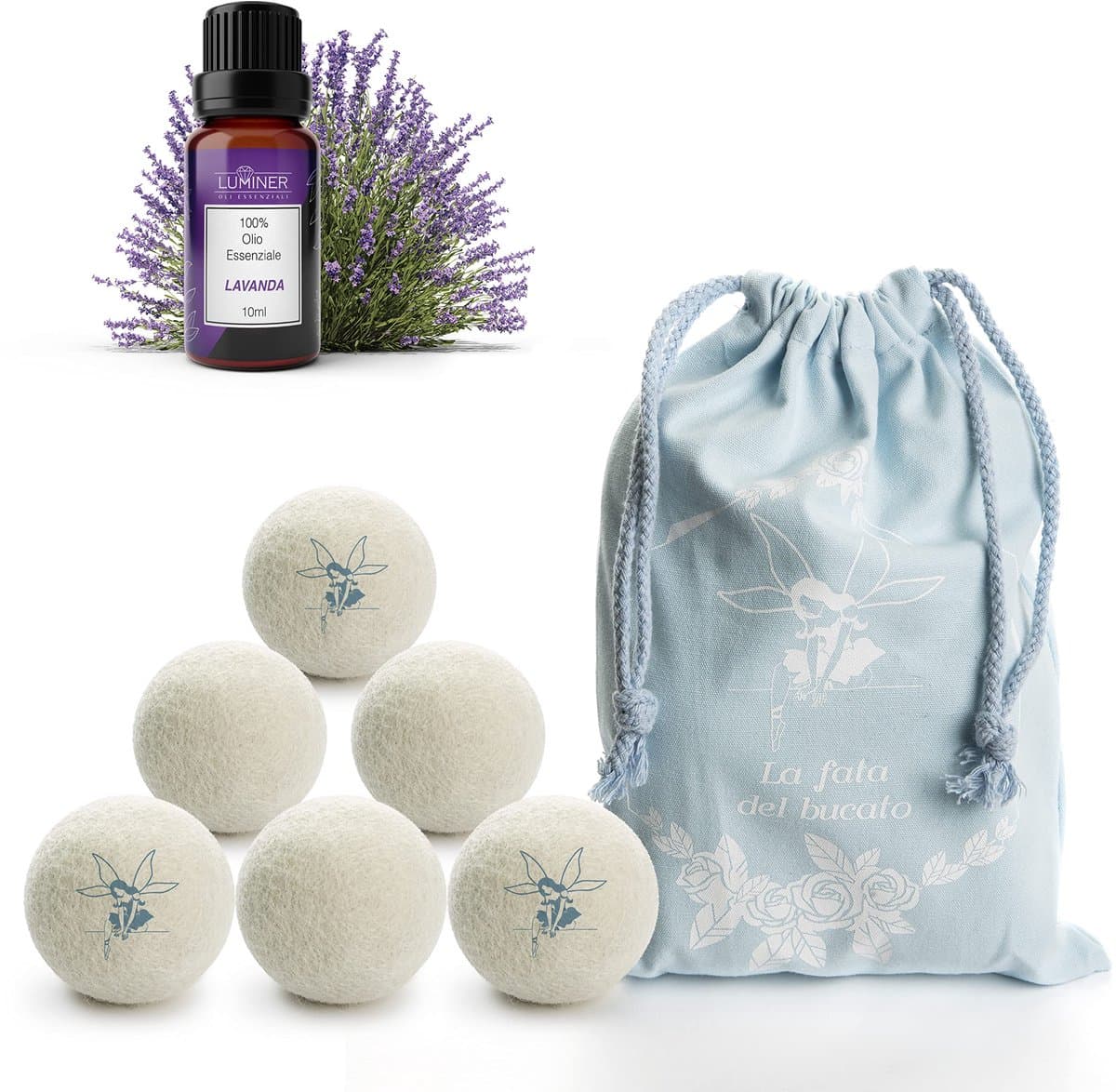 SnelShoppen - 6 LUMINER® Wol Droogballen met Lavendel Geur - Natuurlijke Wasverzachter, Snellere Droogtijd, 100% Wol, Energiebesparend, Perfect voor W — afbeelding 1