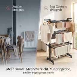 Droogrek Staand - Inklapbaar Wasrek met Wielen - Droogtoren 4 Lagen - 24 Meter Drooglengte - 50 kg Draagvermogen — thumbnail 4