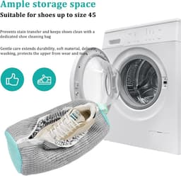 Set van 2 Herbruikbare Schoenwaszakken met Rits - Bescherming voor Schoenen en Kleding, Ideaal voor Wasmachinegebruik en Reis — thumbnail 5