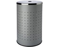 Grijze Rvs Wasmand met Deksel en Ventilatiegaten - 54 Liter