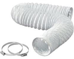 Afzuigslang PVC Flexibel - Ventilatieslang Afzuigkap - Lucht Afvoeren - Versterkt met Staaldraad - 102mm x 2.5m - Wit