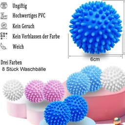 8 stuks wasballen - drogerballen voor donsjassen - wasdrogers - tennisballen - wasmachine accessoires — thumbnail 5