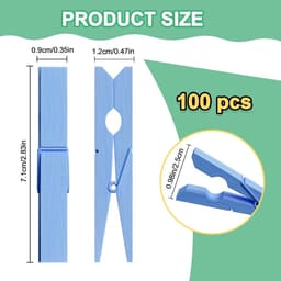 Houten Wasknijpers - Kledinghangers Clips - Kleding Drogen - Stevig Massief Hout - 100 Stuks - Blauw — thumbnail 5