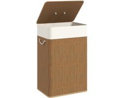 Wasmand met deksel 72L, uitneembare binnenzak en handvatten voor wasruimte en slaapkamer, 40x30x60 cm, bruin.