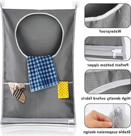 Hanging Waszak voor Reizen en Kamperen met Zuignap en Deurhaak - Ruimtebesparende Oplossing voor Vuilwas, Verhuizen en Opslag — thumbnail 4