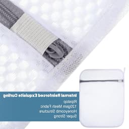 3 Stuks Duurzame Honingraat Grote Mesh Waszakken voor Delicates met Rits, Herbruikbare Waszakken voor Kleding, Sokken, Ondergoed en Reisorganizer (60x81cm) — thumbnail 3