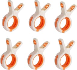 Strandhanddoekclips - 6 stuks - Grote Wasknijper - Quiltclips - Wasknijpers - Grote Knijpers - Handdoekknijpers - Strandlaken Knijpers - Handdoek Klemmen - Strandlakenclip voor strandstoel - Voor badhanddoek, beddengoed en kleding - Wit — thumbnail 1