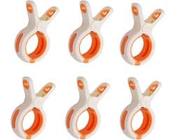 Strandhanddoekclips - 6 stuks - Grote Wasknijper - Quiltclips - Wasknijpers - Grote Knijpers - Handdoekknijpers - Strandlaken Knijpers - Handdoek Klemmen - Strandlakenclip voor strandstoel - Voor badhanddoek, beddengoed en kleding - Wit