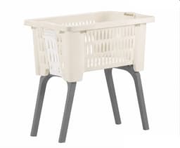 Wasmand op poten creme 38 liter 39 x 59 x 29 cm kunststof — thumbnail 1