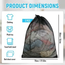 Wasnetjes met ritssluiting - Zwart - 40 x 50 cm - Polyester Waszak voor Wasmachine en Reizen — thumbnail 2