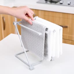 3 stuks - Opbergrek - Handdoekrek - Handdoekhouder - Handdoekenrek - Opbergrek Handdoek - Droogrek Keuken - Droogrek - Afdruiprek - Badkamerrek - Handdoekstang - Handdoekrek Badkamer - opvouwbaar - 25*16 cm - blauw, grijs, roze — thumbnail 2